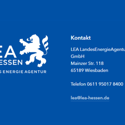 Das ist die Ansicht des Footers und dem Kontakt der LEA Hessen
